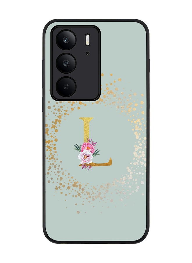 For Realme C75x / C75 4G Case,Slim fit Camera Protection, Shockproof Thin Phone cover  - Custom Monogram Floral - L  (Light Grey )